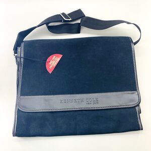 Kenneth Cole New York Messenger Shoulder Bag Black Faux Suede Adjustable Strap